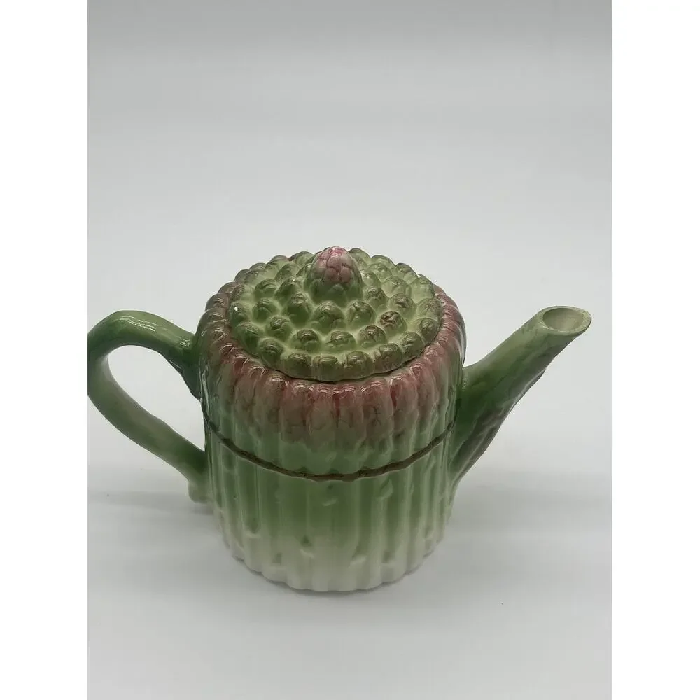 Vintage Wang’s International Asparagus Ceramic Teapot Taiwan Cottagecore Green